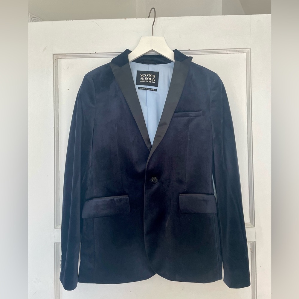 Scotch & Soda kids Blue Velvet Jacket Blazer for 14 Year Old